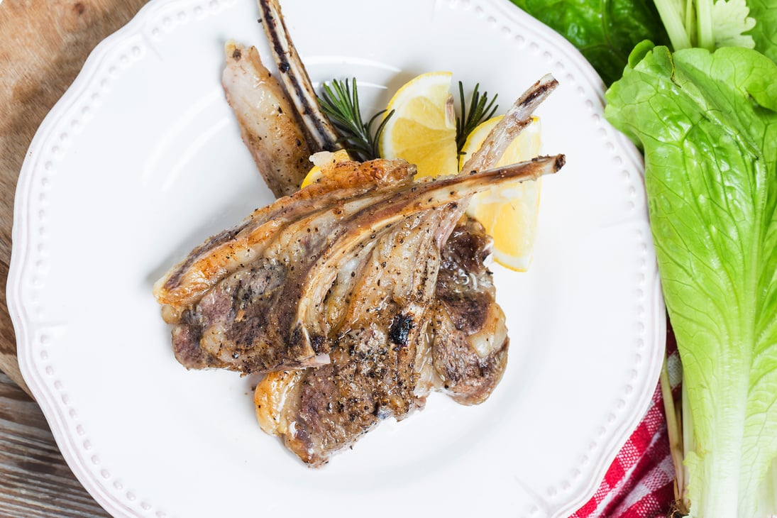 Rack of Lamb Cutlets in a White Plate